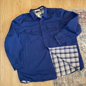 L.L. Bean Mens XXL Tall Navy Blue Flannel Lined Hurricane Shacket Work Outdoor